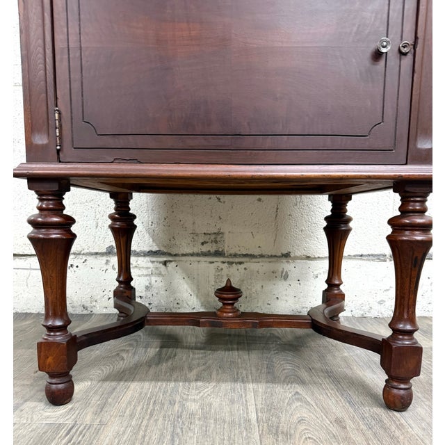 Antique Federal Colonial English Mahogany Lift Top Radio Cabinet Console Stand For Sale - Image 4 of 16