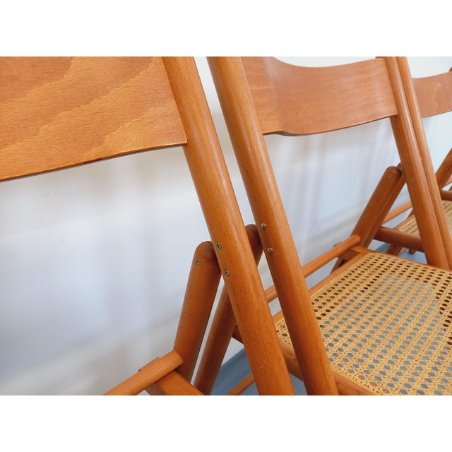 Vintage Folding Chairs in Beech Wood and Caning from Habitat, 1980s, Set of 4 For Sale - Image 9 of 18