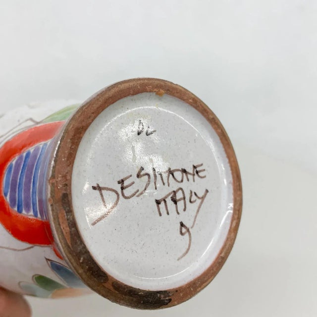 Ceramic 1960s Giovanni DeSimone Italian Colorful Hand-Painted Ceramic Pottery Vase Italy For Sale - Image 7 of 10