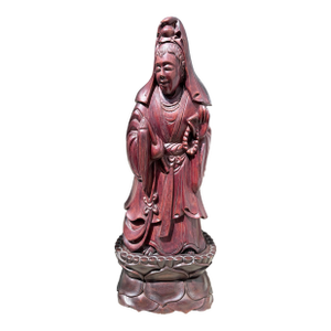 Vintage 1940’s Chinese 24.5” Tall Rosewood Kuan Yin Figurine