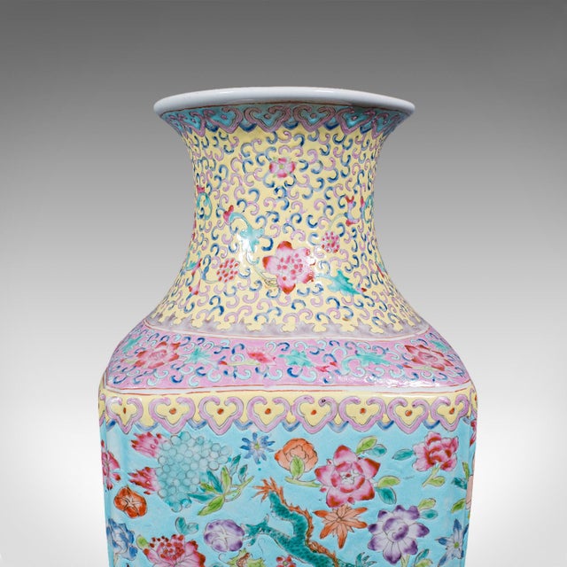 Vintage Famille Rose Display Vase, Oriental, Ceramic, Flower Urn, Art Deco, 1940 For Sale - Image 6 of 12