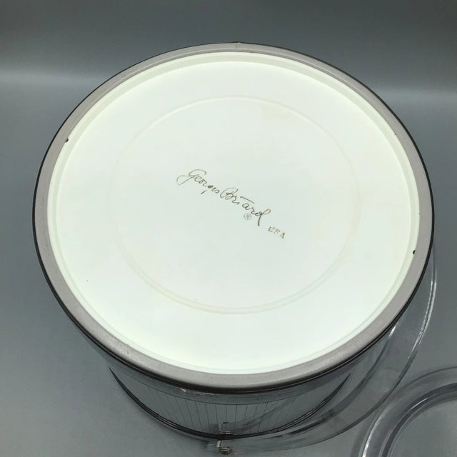 Georges Briard Silver Mirror Ice Bucket With Lucite Lid and Handle With Stainless Steel Ice Tongs For Sale - Image 10 of 13