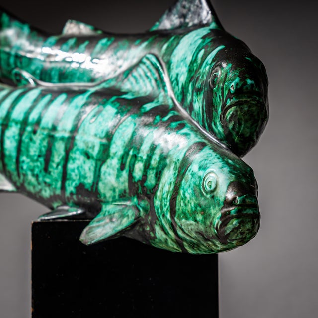 Abstract Ceramic Trout With Enameled Surface, Italy, Mid-20th Century For Sale - Image 3 of 7