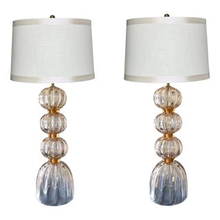 Modern Murano Opalescent Bubble Lamps - a Pair For Sale
