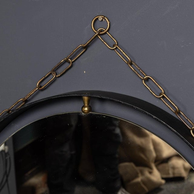 Mid-Century Italian Black Metal Framed Mirror and Brass Console, 1950s, Set of 2 For Sale - Image 14 of 17