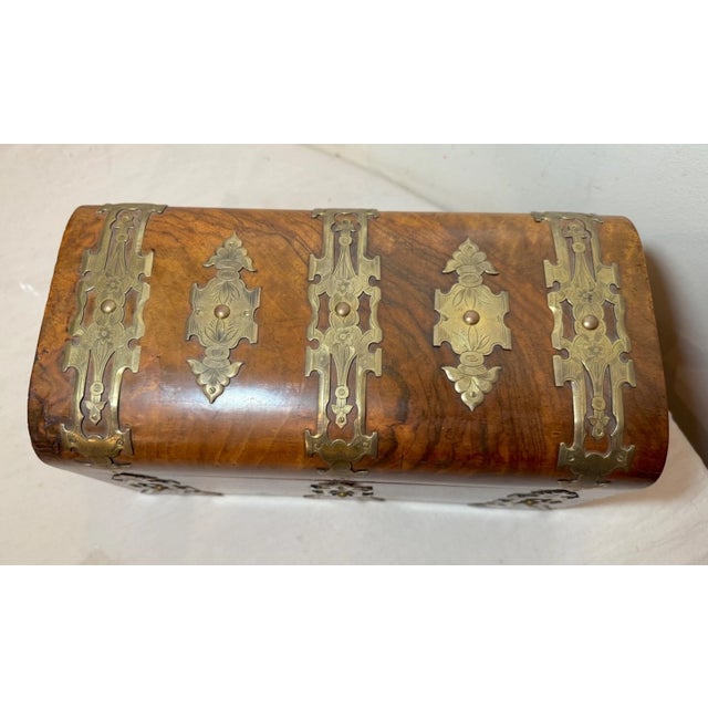 Victorian Antique Victorian Burr Walnut Tea Caddy by Parkins & Gotto England Circa 1860s For Sale - Image 3 of 16