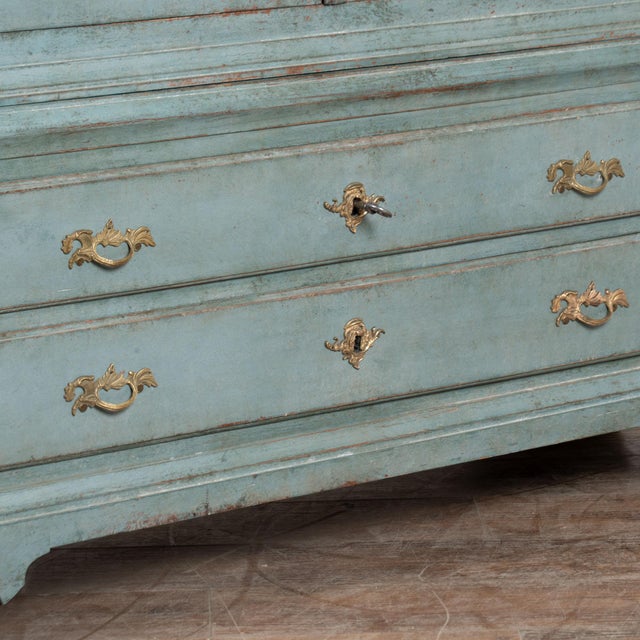 Late 18th Century Large Swedish Blue Painted Wedding Cabinet For Sale - Image 10 of 13