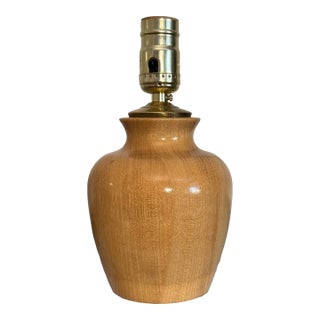 Vintage Scandinavian Modern Solid Blond Wood Table Lamp, Small For Sale