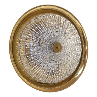 Brass Wall or Ceiling Lamp by Carl Fagerlund for Lyfa with Crystal Shade from Orrefors, 1960s For Sale