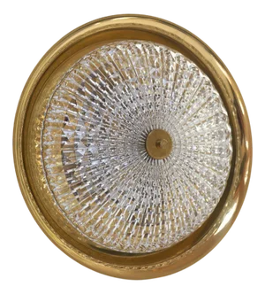 Brass Wall or Ceiling Lamp by Carl Fagerlund for Lyfa with Crystal Shade from Orrefors, 1960s