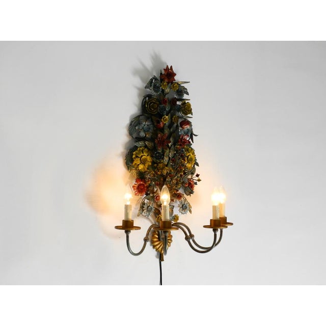 Vintage Hand-Painted and Gilded Metal Wall Lamp by Hans Möller, 1960s For Sale - Image 6 of 18