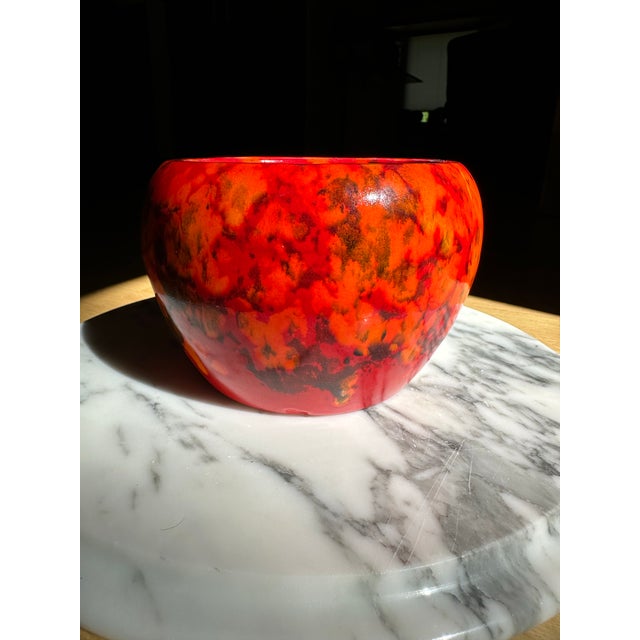 Orange 1970’s Lava Orange Red Glazed Ceramic Planter For Sale - Image 8 of 11