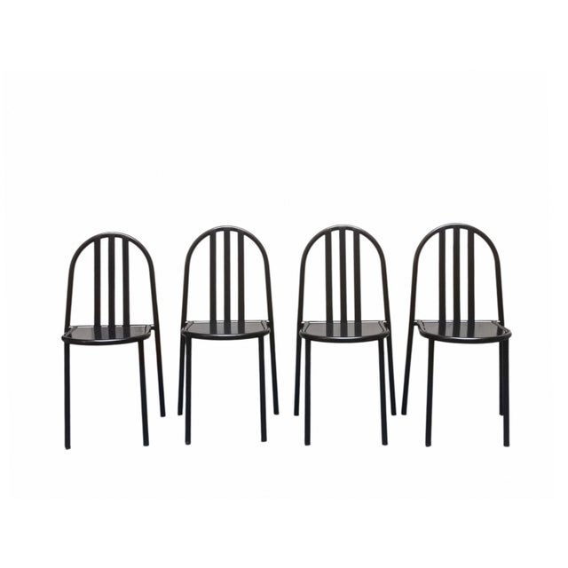 Model 222 Black Chairs by Robert Mallet Stevens for Ecart, France, 1980s, Set of 4 For Sale - Image 10 of 10