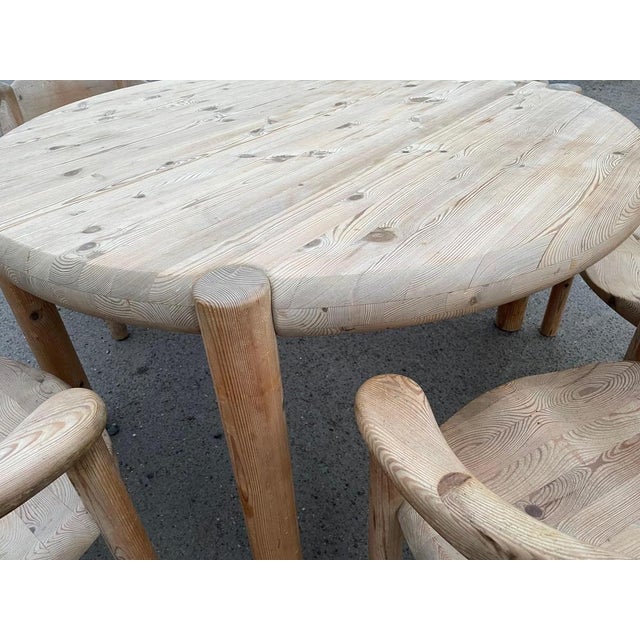 Gold Brutalist Extendable Round Dining Table with Chairs by Rainer Daumiller, 1971, Set of 6 For Sale - Image 8 of 14