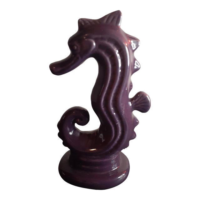 1960s Purple Ceramic Seahorse Figurine For Sale