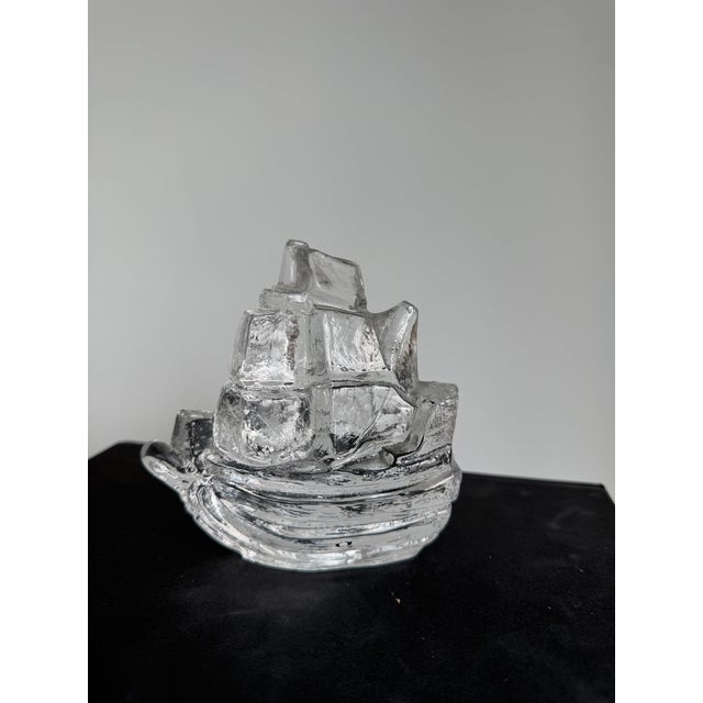 Vintage Swedish Glass Ship by Uno Westerberg for Pukeberg Glass, 1970s, in Very Good conditions. Designed 1970 to 1979