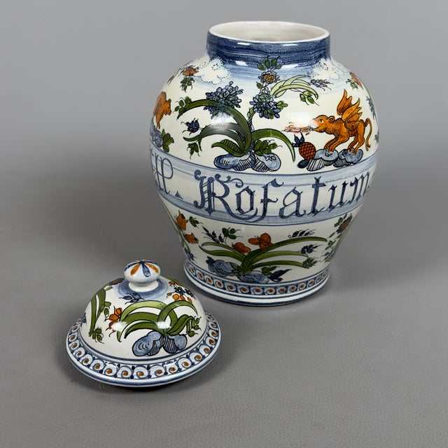 Vintage Majolica Pharmacy Potiche Vase, 1985 For Sale - Image 6 of 13