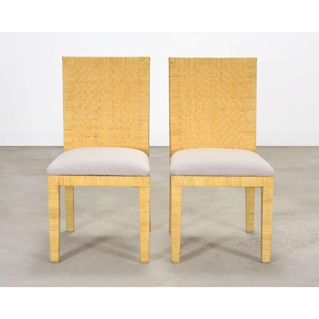 Late 20th Century Set of Six Woven Vegan Leather Dining Chairs by Budji Layug For Sale - Image 5 of 17