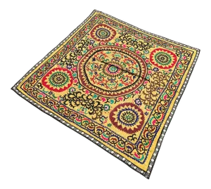 Silk and Cotton Yellow Suzani Bedding/Tablecloth