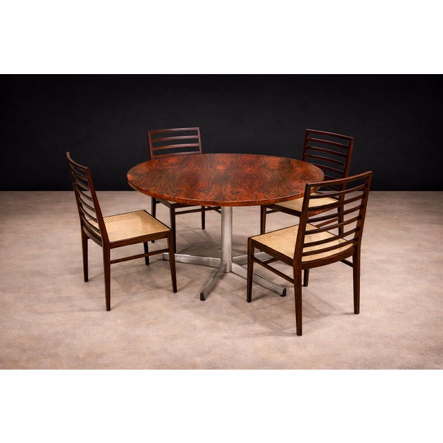Brown Round Dining Table in Hardwood and Metal, Jorge Zalszupin, 1960s For Sale - Image 8 of 8