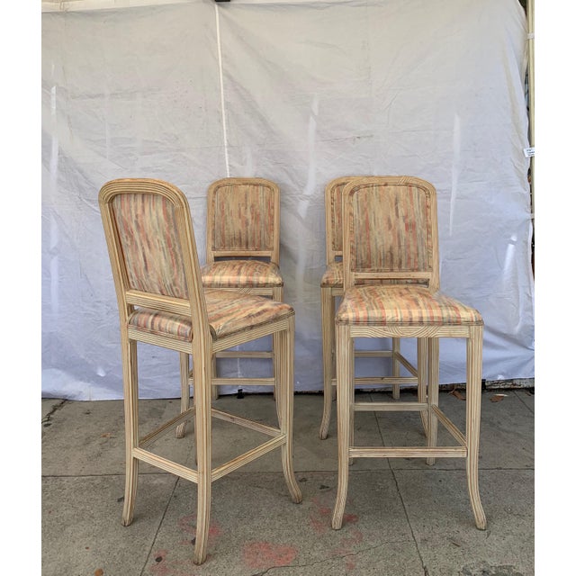 1960s Vintage White Washed Country Style Bar Stools- Set ...