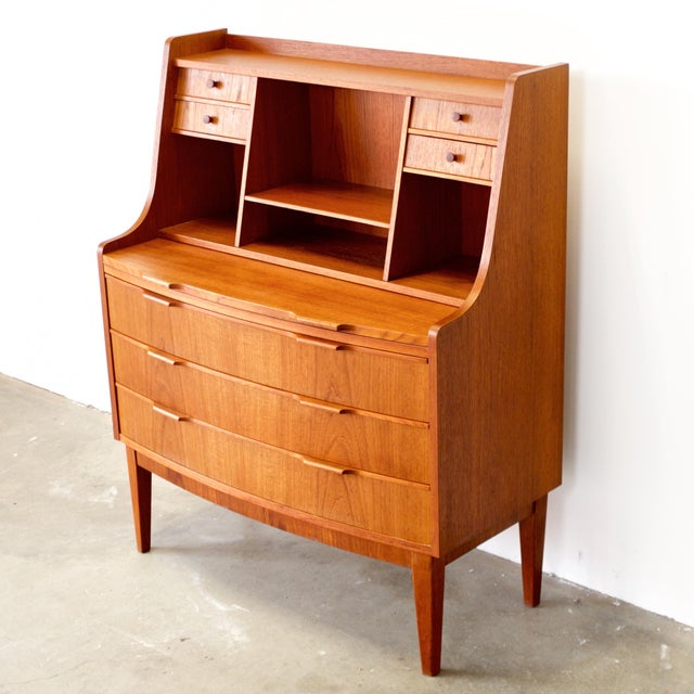 Wood 1950s Danish Teak Secretary Desk For Sale - Image 7 of 12