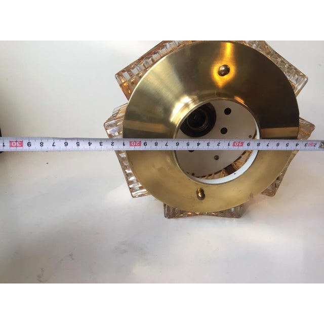 Metal Mid-Century Danish Glass, Rosewood, and Brass Pendant Lamp from Vitrika, 1960s For Sale - Image 7 of 10