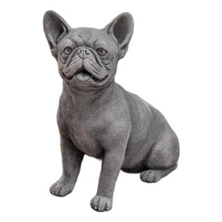 Frenchie Gray Concrete Statue For Sale