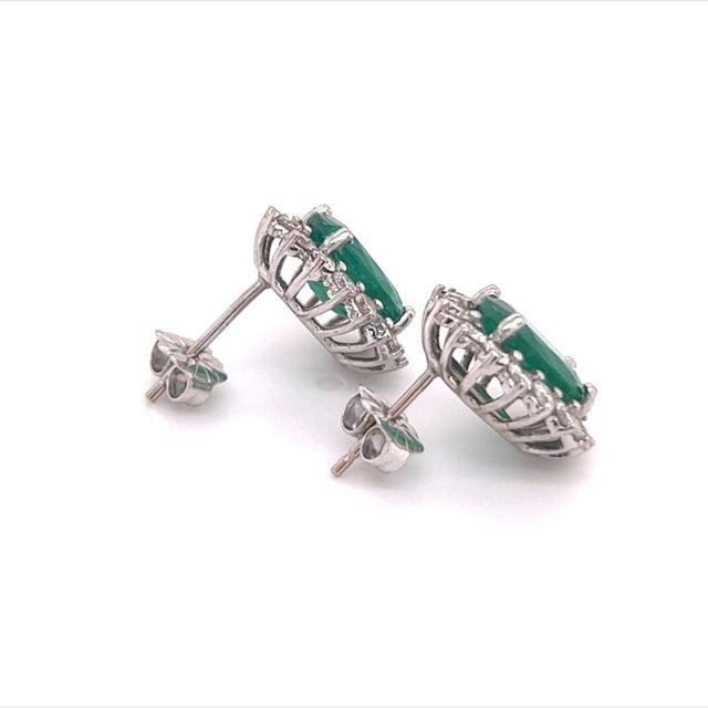 2010s Natural Emerald Diamond Earrings 14k Gold 2.87 TCW Certified For Sale - Image 5 of 9