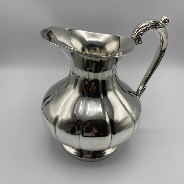 Metal Sheffield Silver Plated Pitcher With Ice Stop For Sale - Image 7 of 10