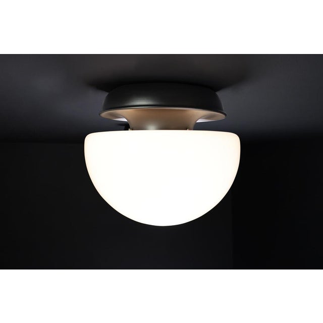 Italian Mushroom Table Lamp in Opaline Glass and Metal, 1960s For Sale - Image 3 of 15