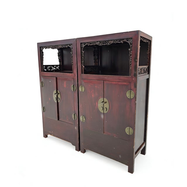 Chinese Antique Open-Shelf Elm Display Cabinet For Sale - Image 3 of 5