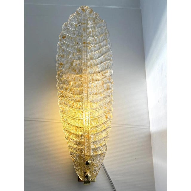 Italian Venetian Gold Graniglia Leaf Murano Glass Wall Sconces by Simoeng, Set of 2 For Sale - Image 6 of 7
