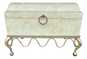 Large Faux Leather Finish Box on Gold Metal Stand
