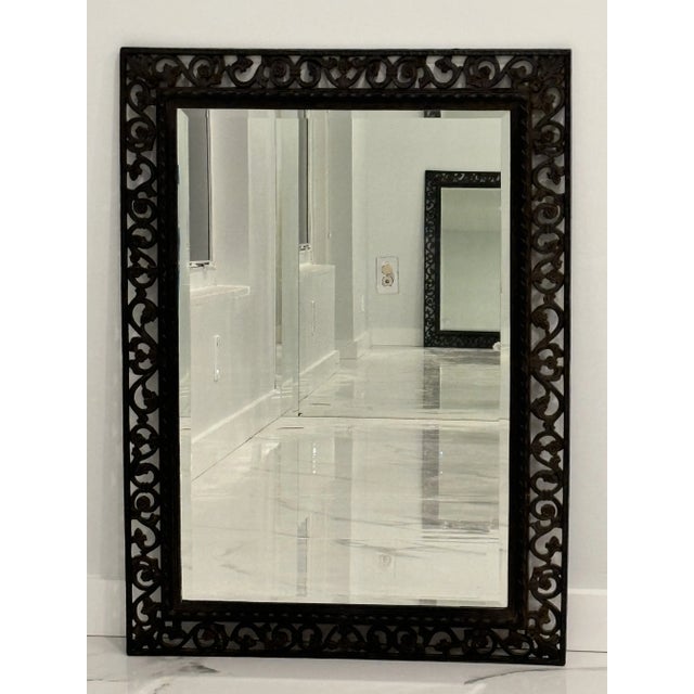 Black Mid Century Syroco 1964 Floral Design Mirror For Sale - Image 8 of 10