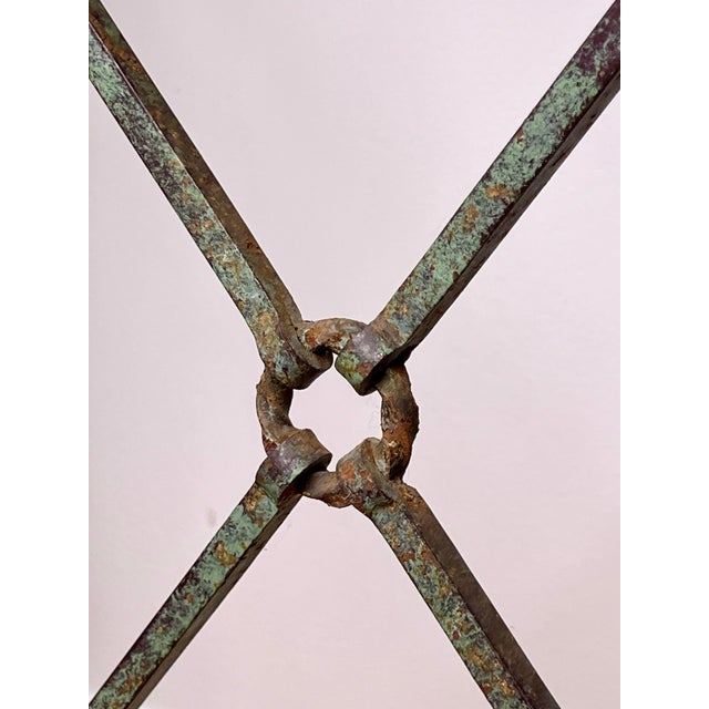 1920s Oscar Bach Attributed Iron Console and Beveled Mirror Set With Marble Top For Sale - Image 11 of 17