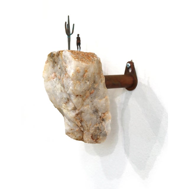 Metal Desert Wall 002 - Original Southwest-Inspired Copper and Stone Figurative Wall Sculpture by Kevin Perrault For Sale - Image 7 of 10