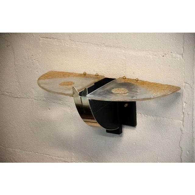 Mid-Century Modern Italian Mazzega Sconces With Murano Glass, 1970s - a Pair For Sale - Image 3 of 11