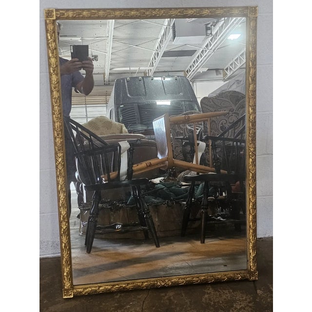 Store Item: Friedman Brothers Gold Gilt Carved Large Decorative Mirror Made in New York Description: Hand carved large...