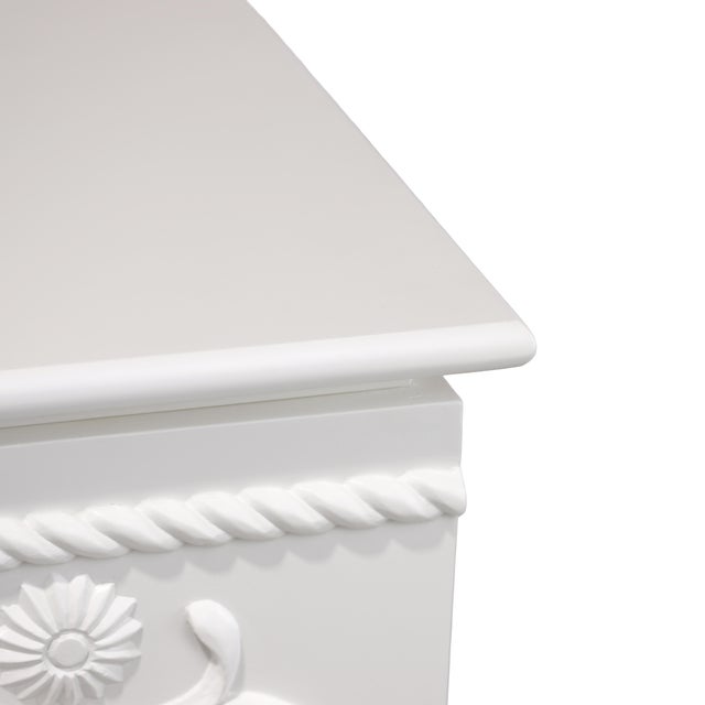 White A Classic European Baroque-Style White Embossed Storage Cabinet/Bathroom Vanity Base. For Sale - Image 8 of 14