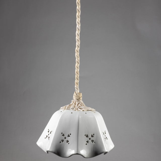 Gray White Ceramic Hanging Light, Late 18th Century For Sale - Image 8 of 9