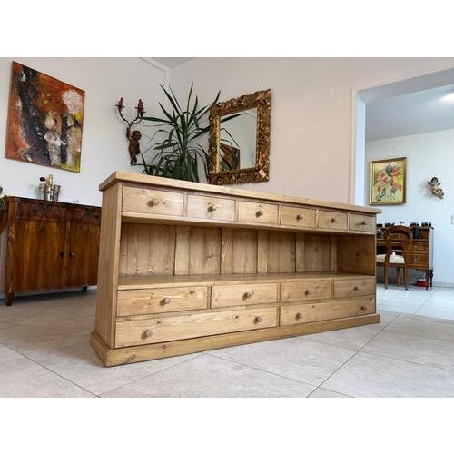 Charming sideboard/12-drawer chest made of solid wood/softwood/oak. Dimensions: Height x Width x Depth 88 x 201 x 42 cm....