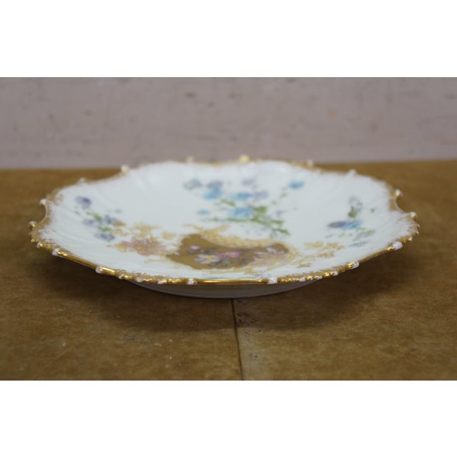 Antique a Klingenberg & Dwenger French Limoges Porcelain Floral Scalloped Plate For Sale - Image 6 of 13