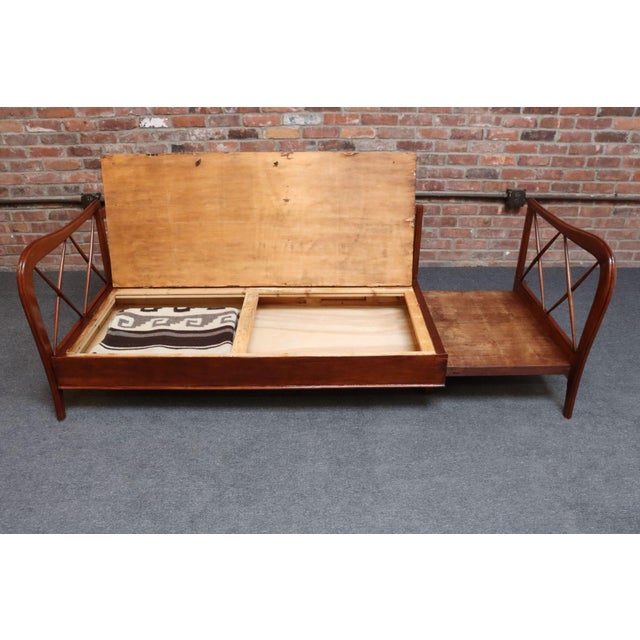 1950s Vintage Italian Modern Walnut Divan Sofa Bed Attributed to Paolo Buffa For Sale - Image 5 of 18