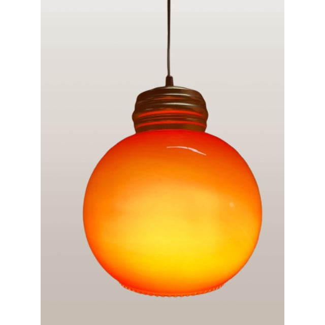 Red Opal Glass Pendant Globe, 1970s For Sale - Image 6 of 8
