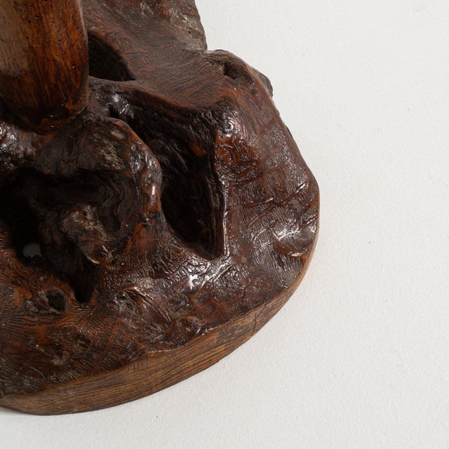 1960-1969 France Rich Walnut Brown Carved Walnut Floor Lamp For Sale - Image 10 of 11