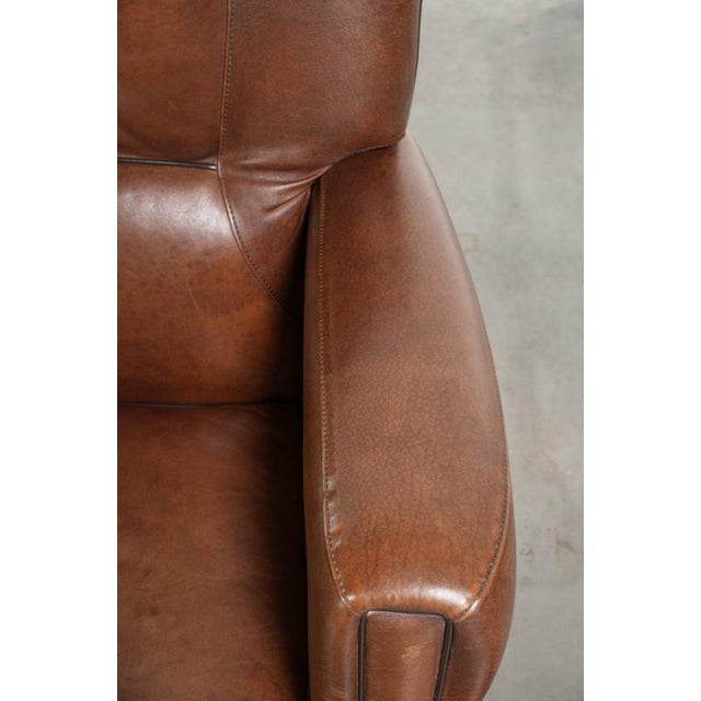 Brown Vintage Art Nouveau Sheepskin Armchair For Sale - Image 8 of 14