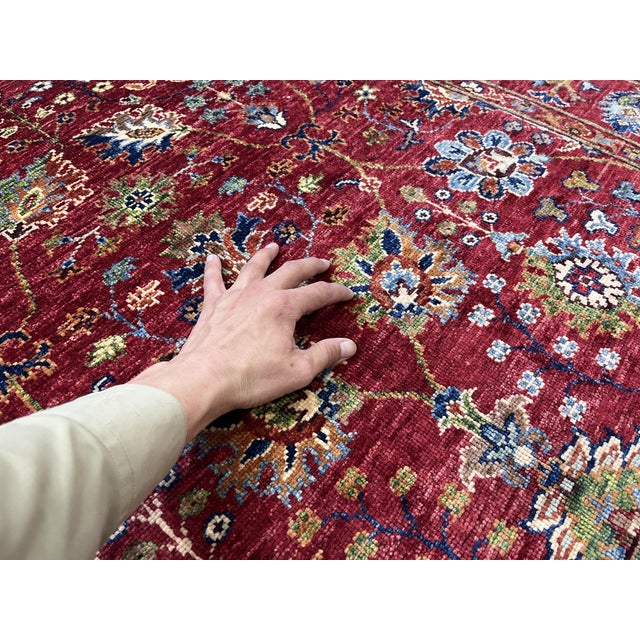 Red Sultani Persian Floral Rug, 4'2" X 6'1" For Sale - Image 9 of 12
