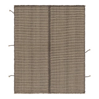 Rug & Kilim's Accent Kilim With Beige and Brown Textural Stripes For Sale