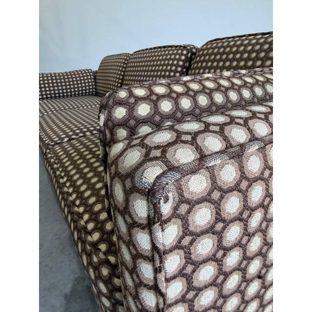 Mid Century Modern Mod Circles Print Plinth Base Sofa For Sale - Image 10 of 11